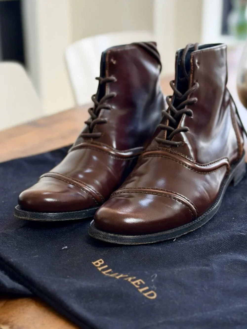 Billy Reid Brown Leather Cap-Toe Boots in Almost New Condition, Size 8 1/2